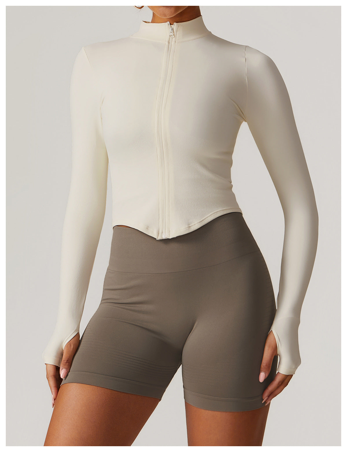 Stand Collar Long Sleeve Zipper Yoga Jacket Women Tight Quick Drying Clothes Outdoor Fitness Sports Top