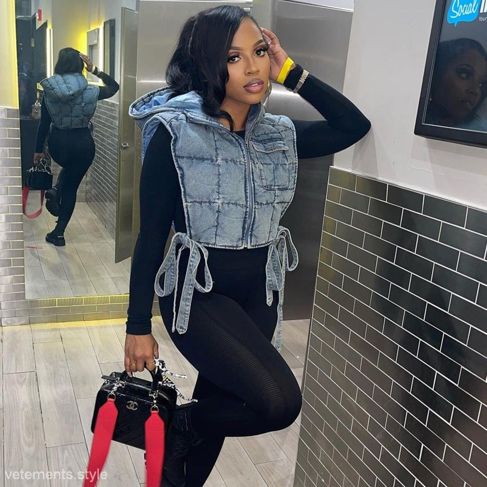 Hooded Sleeveless Short Vest-VETEMENTS