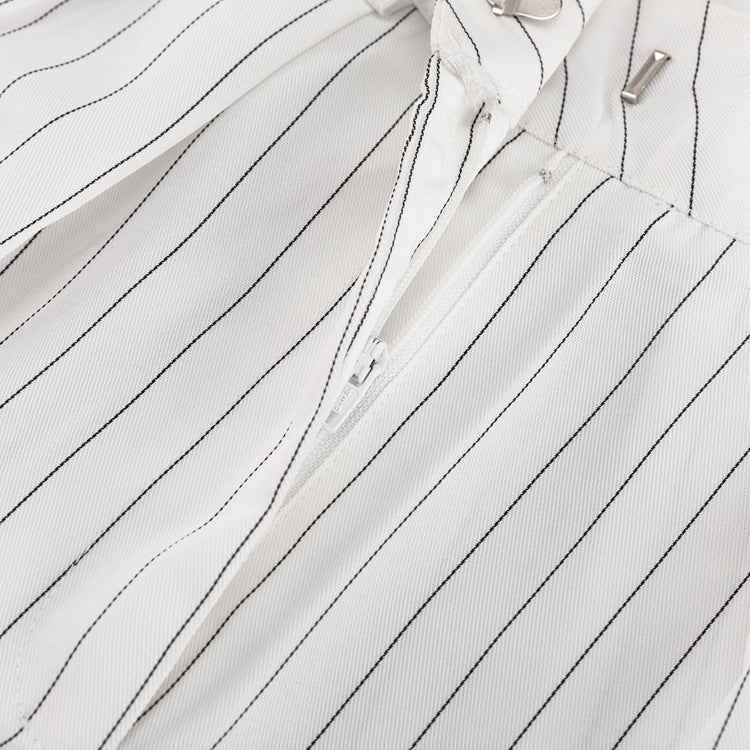 Elegant Striped Top Wide Leg Pants Office Two Piece Sets