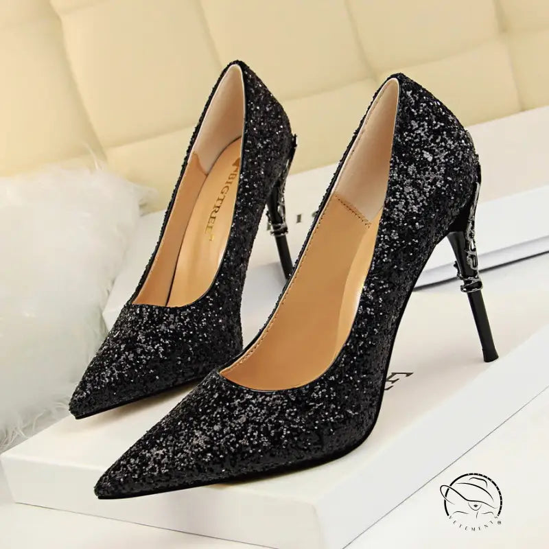 Elegant langry black glitter stiletto heel pumps in fashion