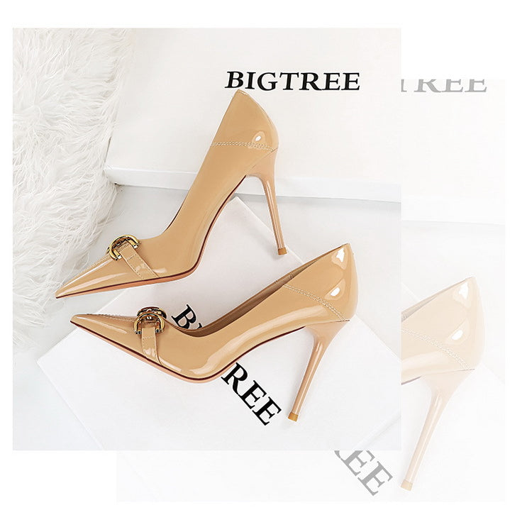 Shiny Patent Leather Office High Heel