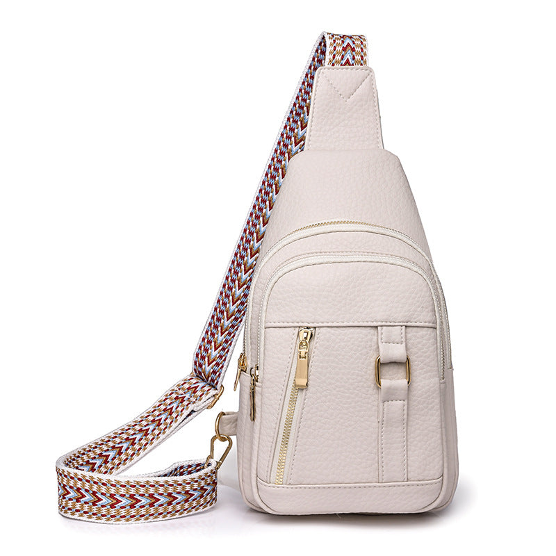 Beige sling backpack with patterned strap from Langry fashion collection, perfect for ملابس