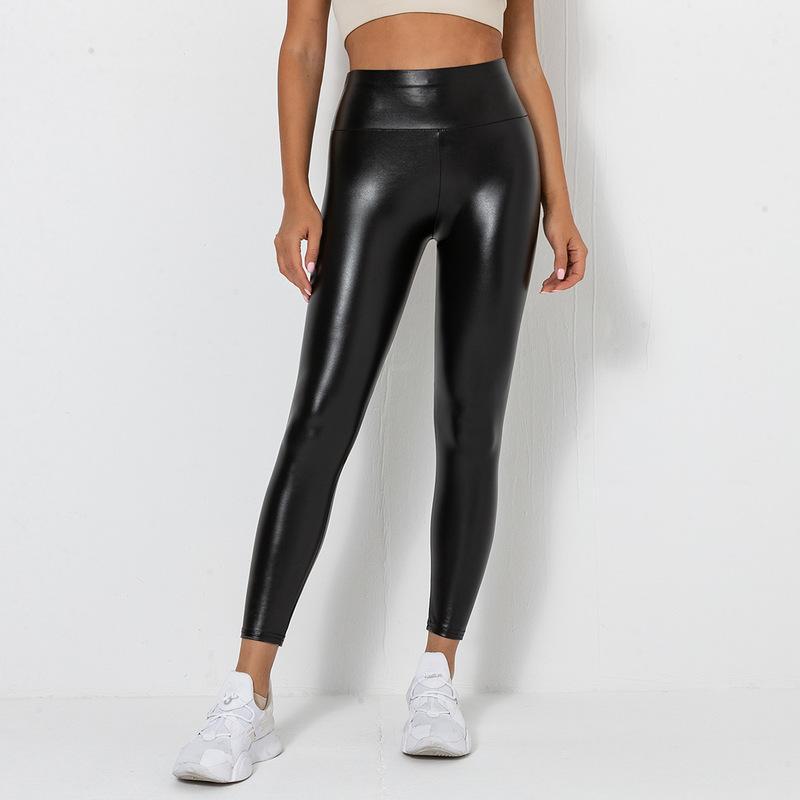 Faux leather shiny black leggings, perfect for stylish lingerie fashion looks