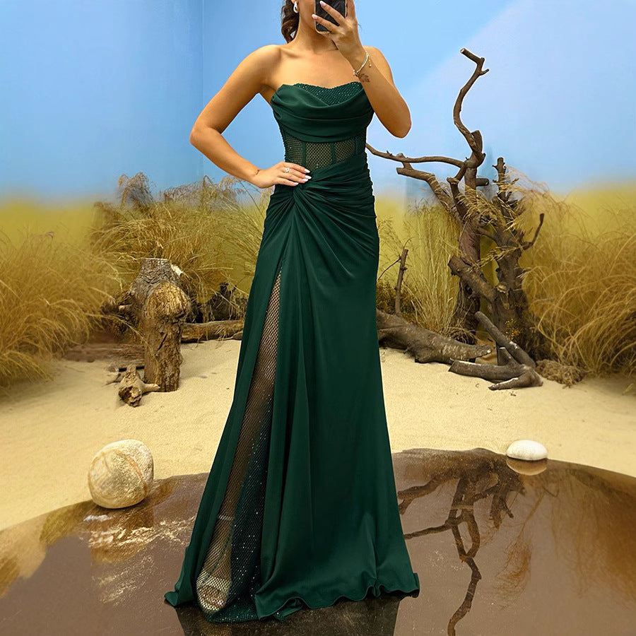 Elegant strapless emerald green gown from Langry fashion collection for ملابس occasions