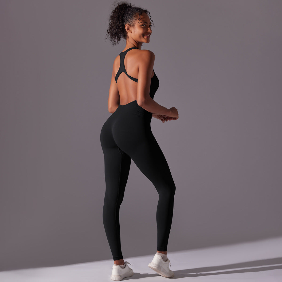 Spring Gym Seamless Shaping Yoga Jumpsuit Integrated Belly Contracting Close Fitting Sports Back one Piece