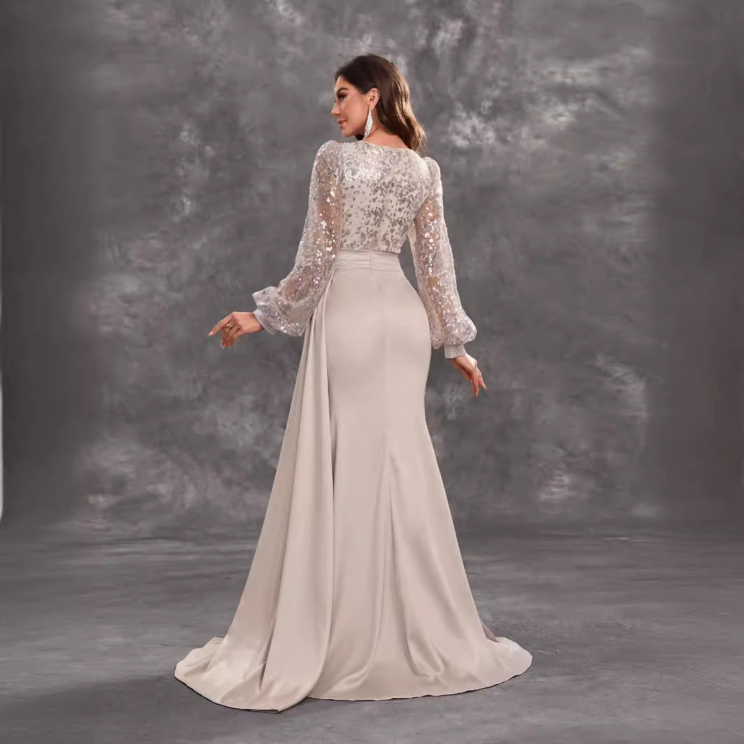 Elegant long-sleeved evening gown from Langry, perfect for formal fashion occasions