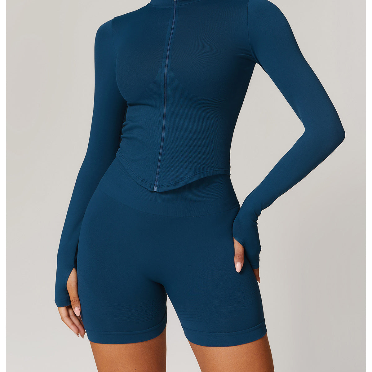 Stand Collar Long Sleeve Zipper Yoga Jacket Women Tight Quick Drying Clothes Outdoor Fitness Sports Top