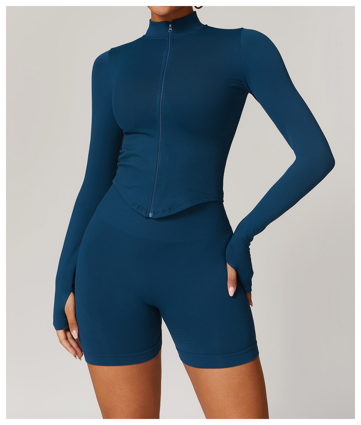 Stand Collar Long Sleeve Zipper Yoga Jacket Women Tight Quick Drying Clothes Outdoor Fitness Sports Top