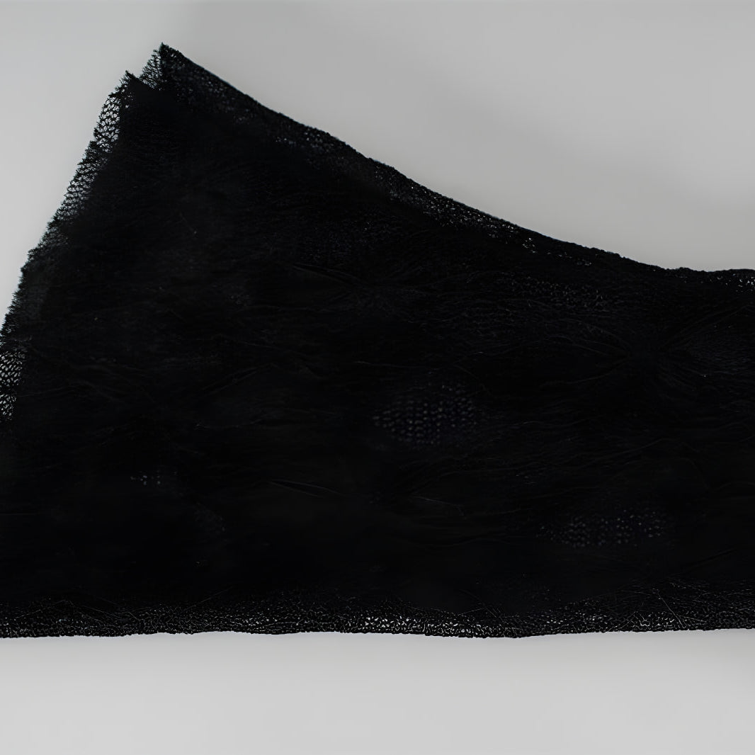 Black painted brushstroke enhancing the Stunning Pure Lace Dress in contemporary fashion