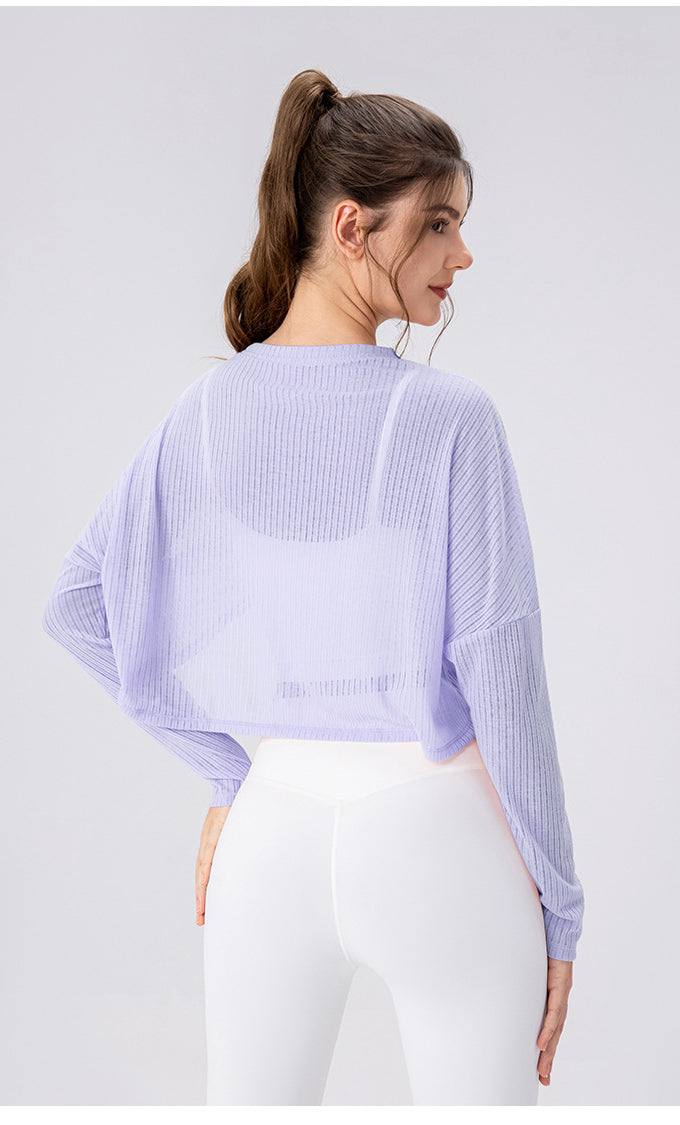 Women Yoga Blouse Long Sleeve Lightweight Breathable Workout Top Loose Outdoor Running Casual Sports