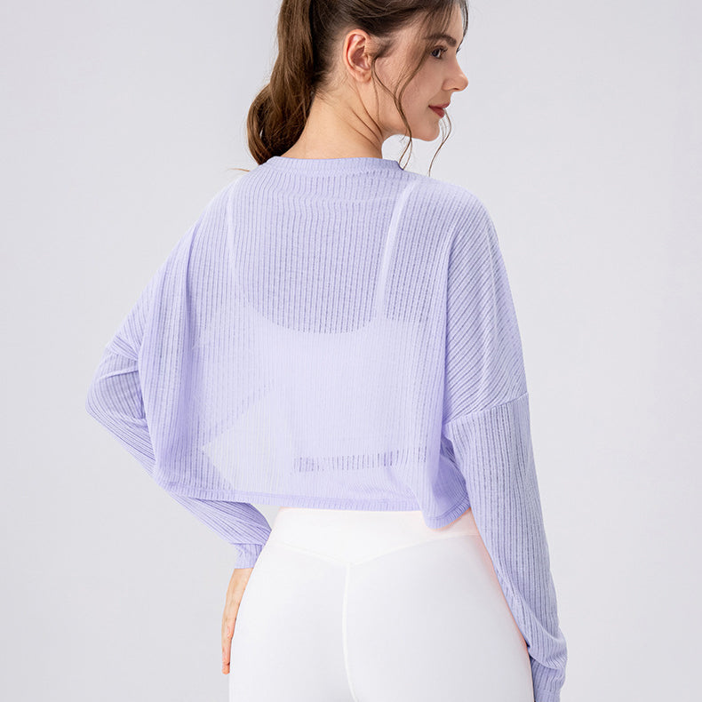 Women Yoga Blouse Long Sleeve Lightweight Breathable Workout Top Loose Outdoor Running Casual Sports