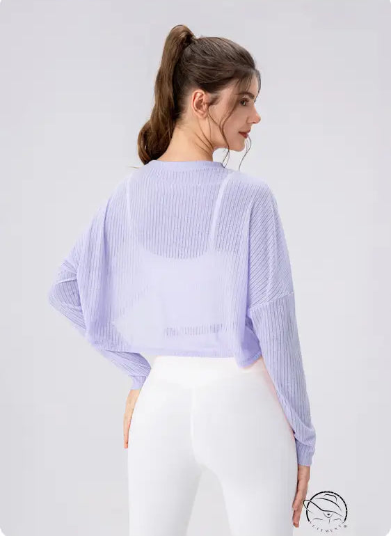Women Yoga Blouse Long Sleeve Lightweight Breathable Workout Top Loose Outdoor Running Casual Sports