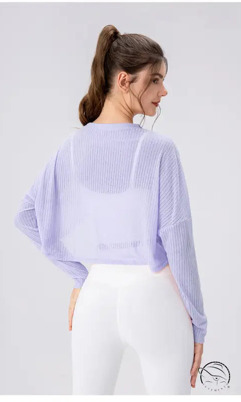 Women Yoga Blouse Long Sleeve Lightweight Breathable Workout Top Loose Outdoor Running Casual Sports