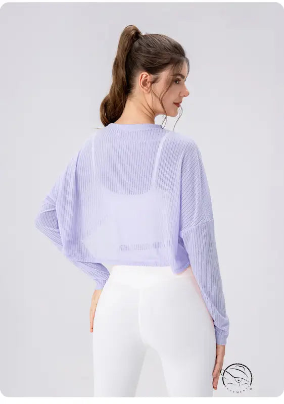 Women Yoga Blouse Long Sleeve Lightweight Breathable Workout Top Loose Outdoor Running Casual Sports