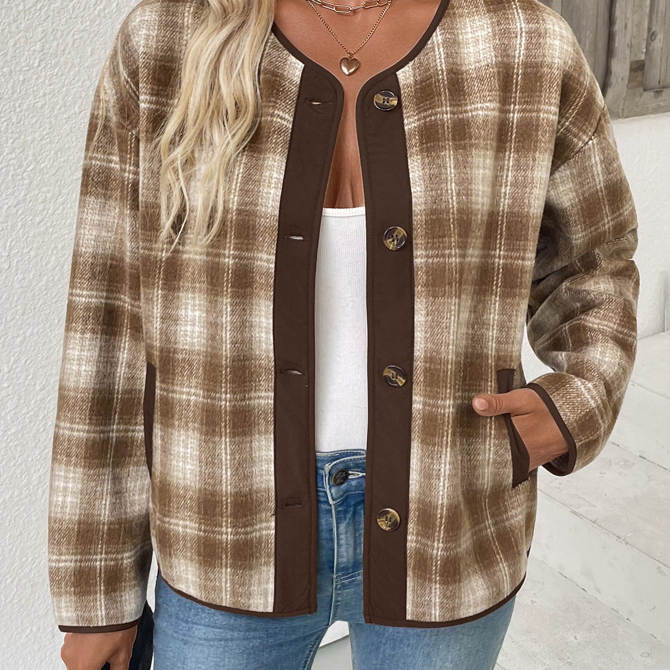 Winter Casual Plaid Cardigan Jacket