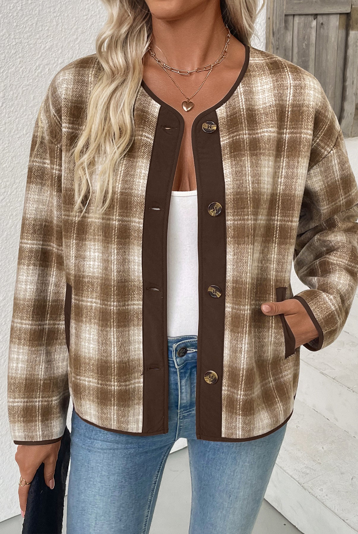 Winter Casual Plaid Cardigan Jacket