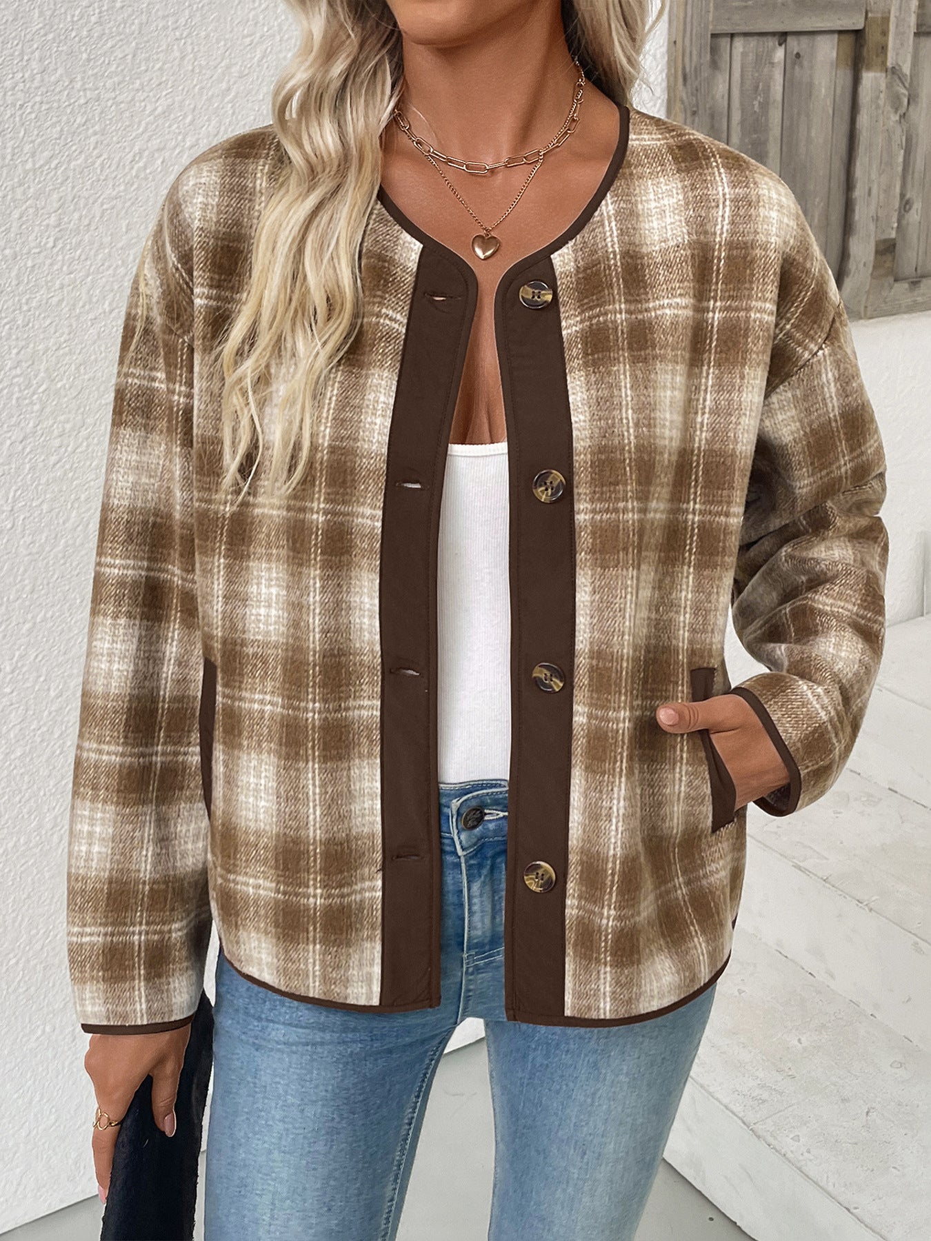 Winter Casual Plaid Cardigan Jacket