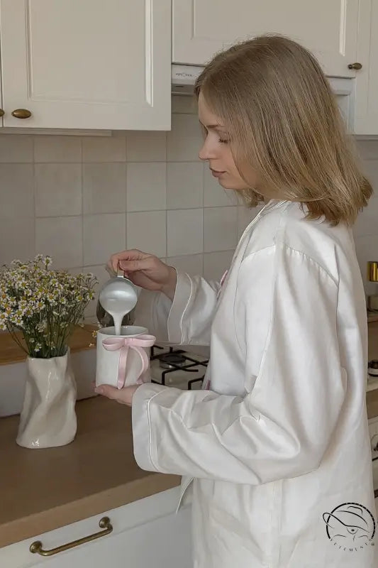 Fashion langry white ceramic vase with floral arrangement on pajamas set