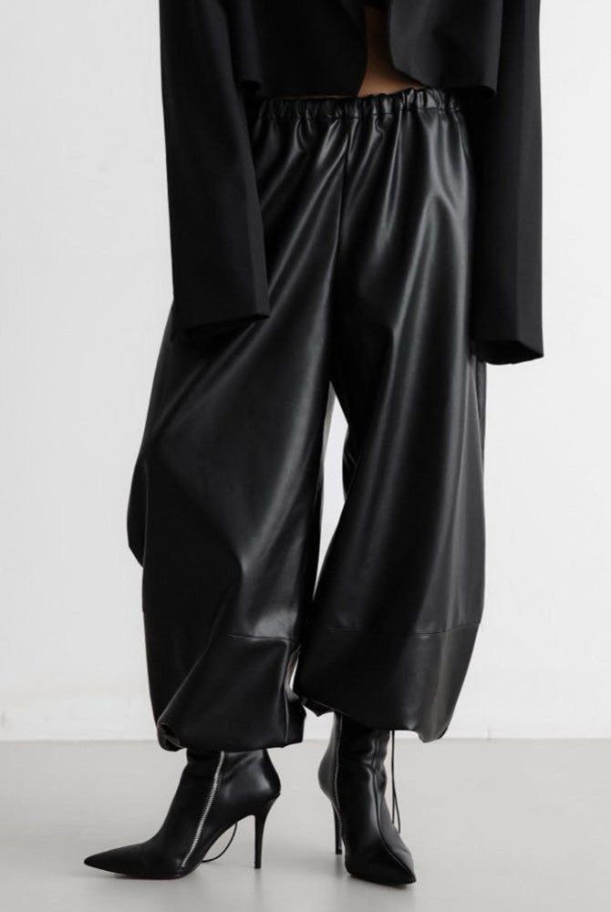 Loose Faux Leather Trousers