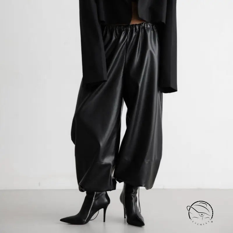 Loose Faux Leather Trousers