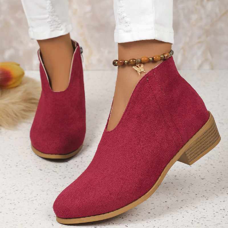 Burgundy suede ankle boots from Winter Cute Boot with discover free shipping offer