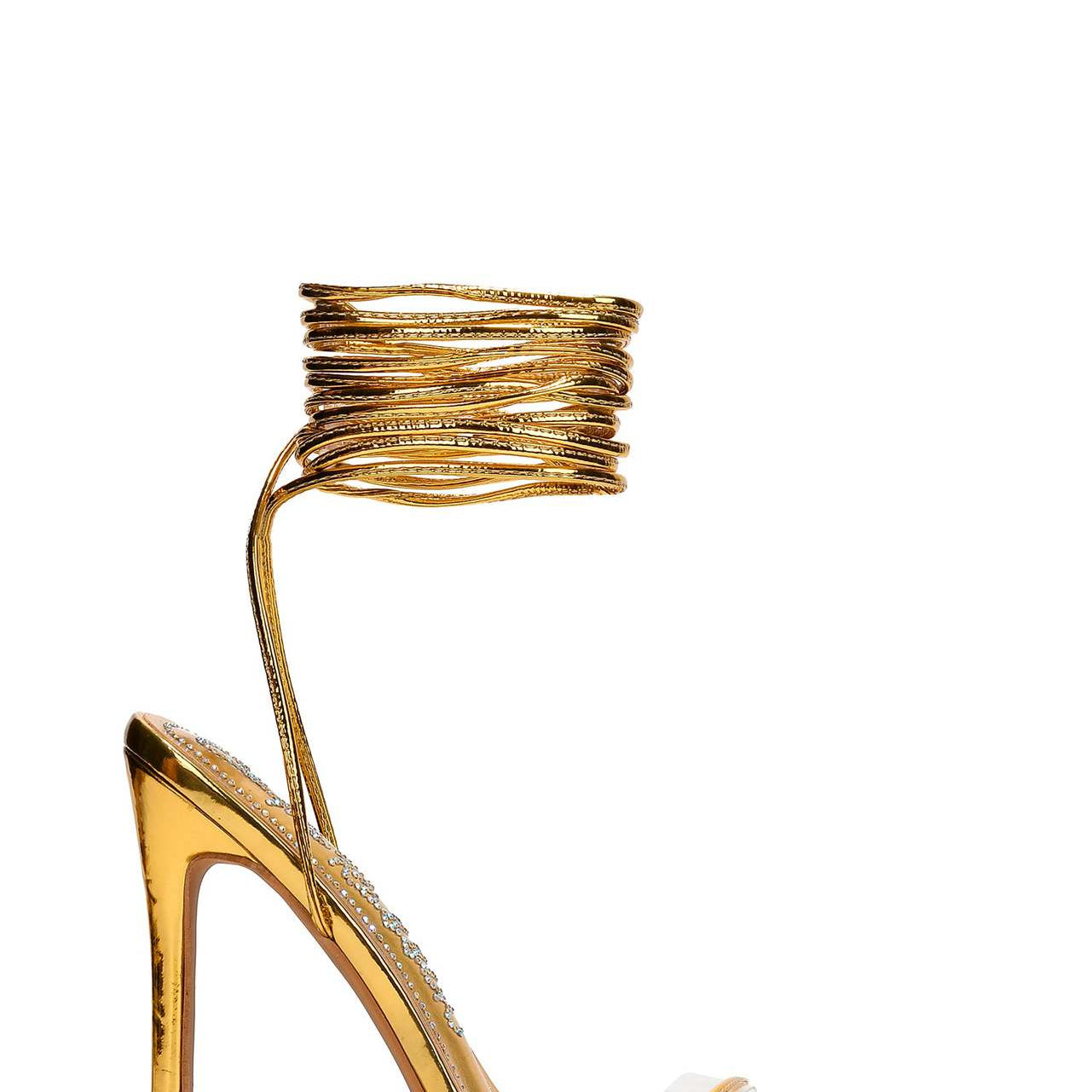 Gold stiletto heel with ankle wrap from Ankle Strap Stiletto Heels, a stylish fashion choice