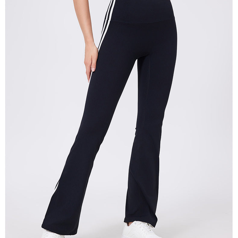 High Waist Yoga Pants Running Sports Peach Hip Raise Fitness Nude Feel Stretch Flared