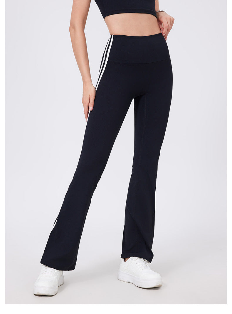 High Waist Yoga Pants Running Sports Peach Hip Raise Fitness Nude Feel Stretch Flared