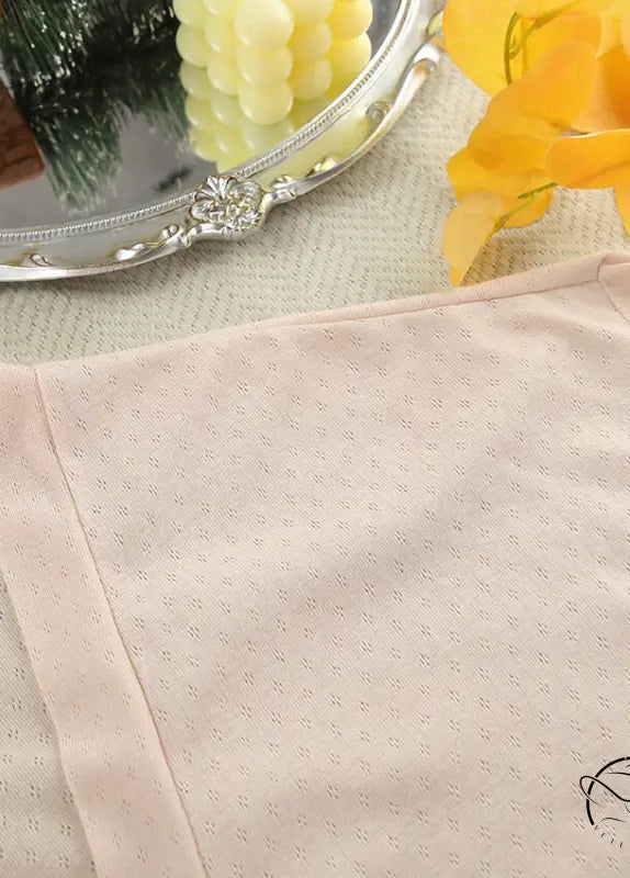 Blush pink mesh langry top with dotted texture from fashion nightgown set