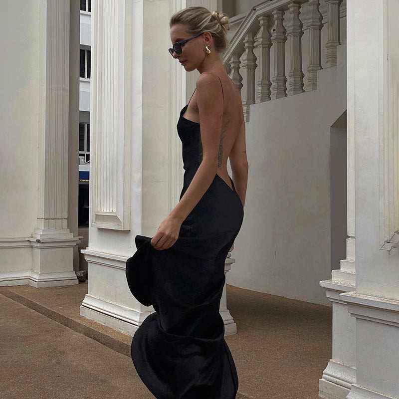 Backless black gown from Gorgeous Bare Back Split Dress, a stylish fashion choice