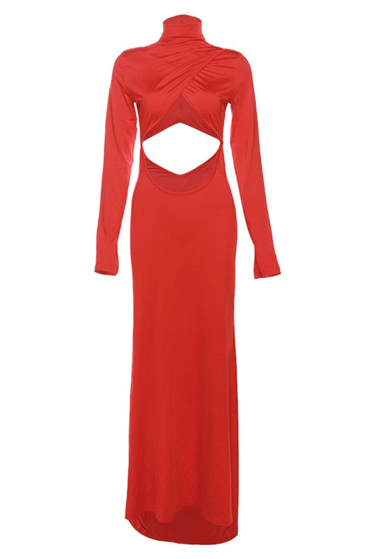Red long-sleeved cutout dress from Langry, a stylish choice in ملابس fashion