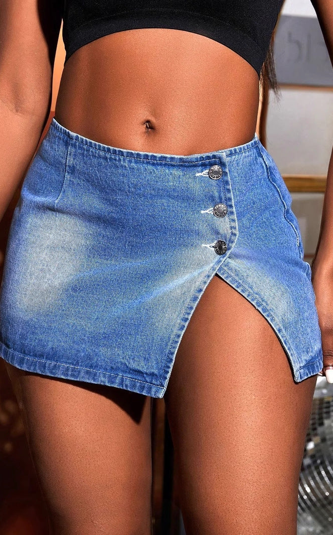 Cute Street Sheath Denim Skirt