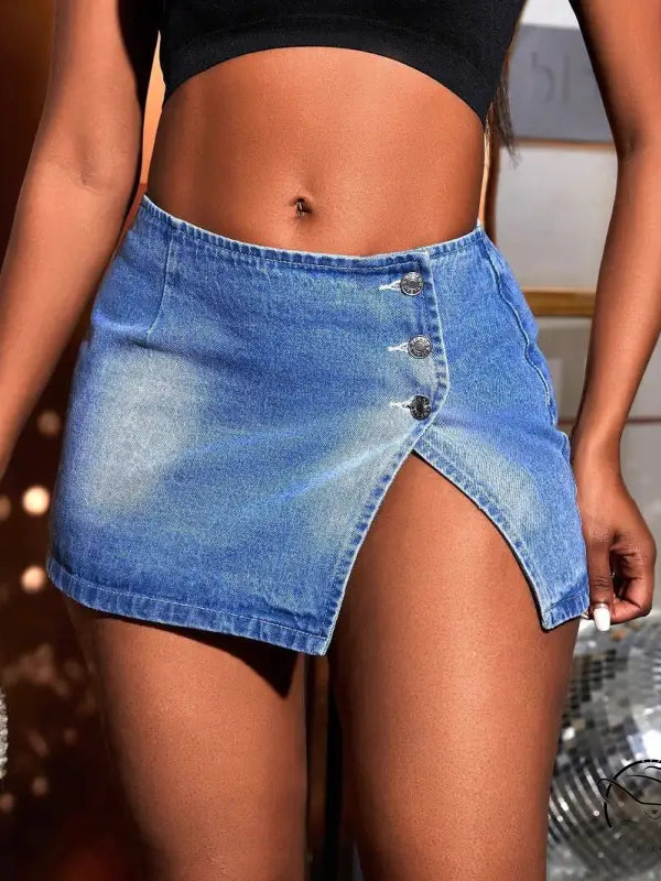 Cute Street Sheath Denim Skirt