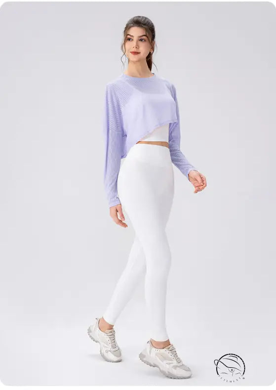 Women Yoga Blouse Long Sleeve Lightweight Breathable Workout Top Loose Outdoor Running Casual Sports