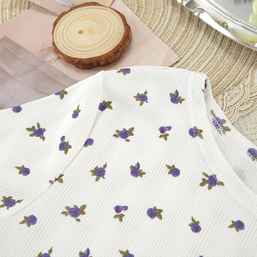 White floral-patterned fabric for langry fashion in White Knitted Jacquard Printed Pajamas