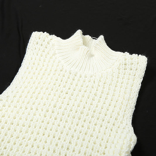 Summer Women Clothing Sleeveless Tassel Hollow out Cutout Slim Fit Elegant Stitching Dress