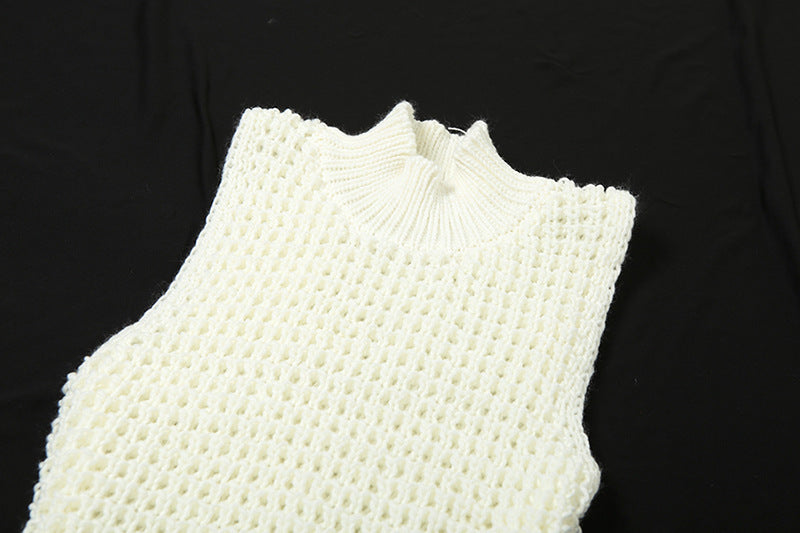 Summer Women Clothing Sleeveless Tassel Hollow out Cutout Slim Fit Elegant Stitching Dress