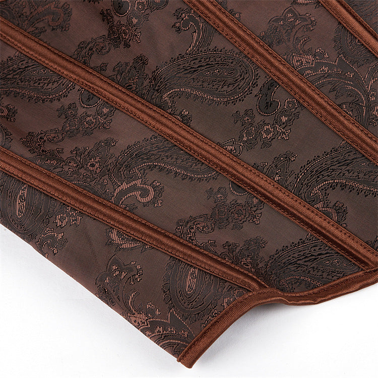 Dark brown tube top with paisley corset detail for women court body shaping