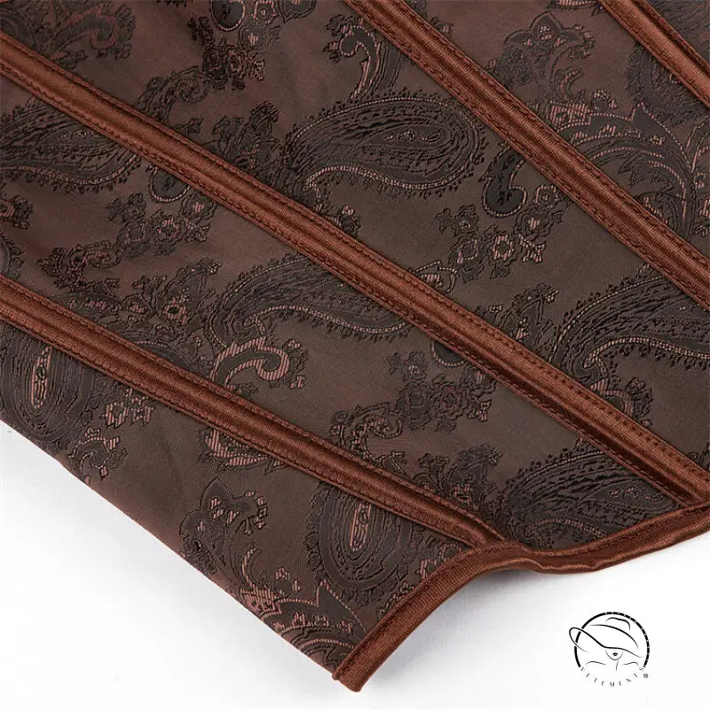 Dark brown tube top with brown paisley corset design