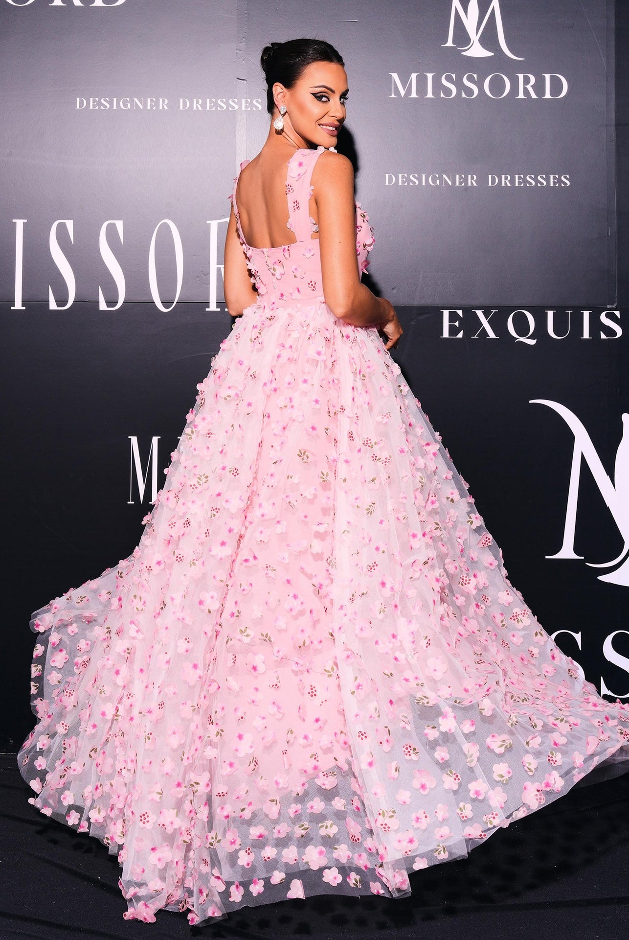 Elegant pink floral gown with a square collar from Sleeveless Elegant Square Collar Sling collection