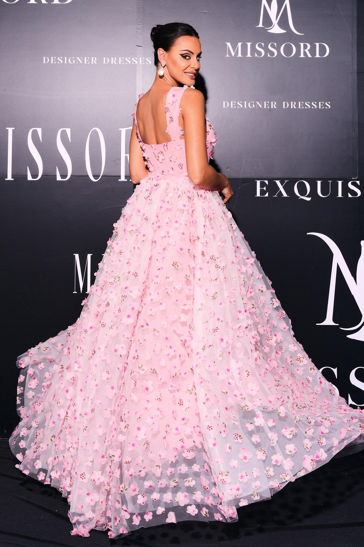 Elegant pink floral gown with a square collar from Sleeveless Elegant Square Collar Sling collection