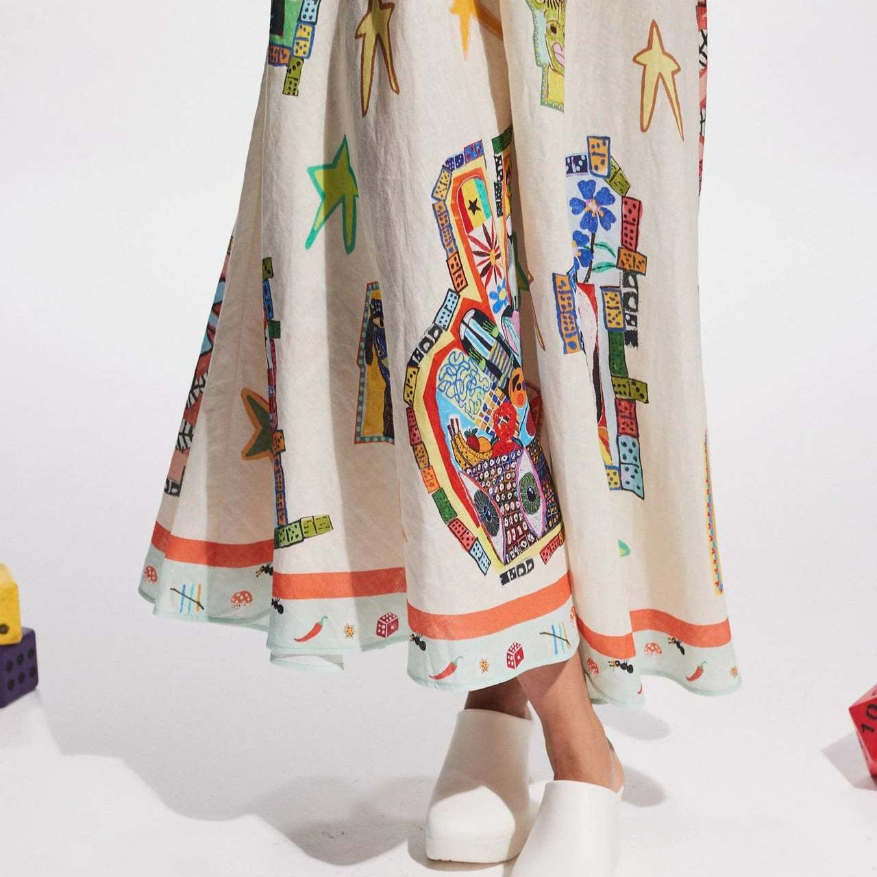 Cute Graffiti Cotton Linen Dress