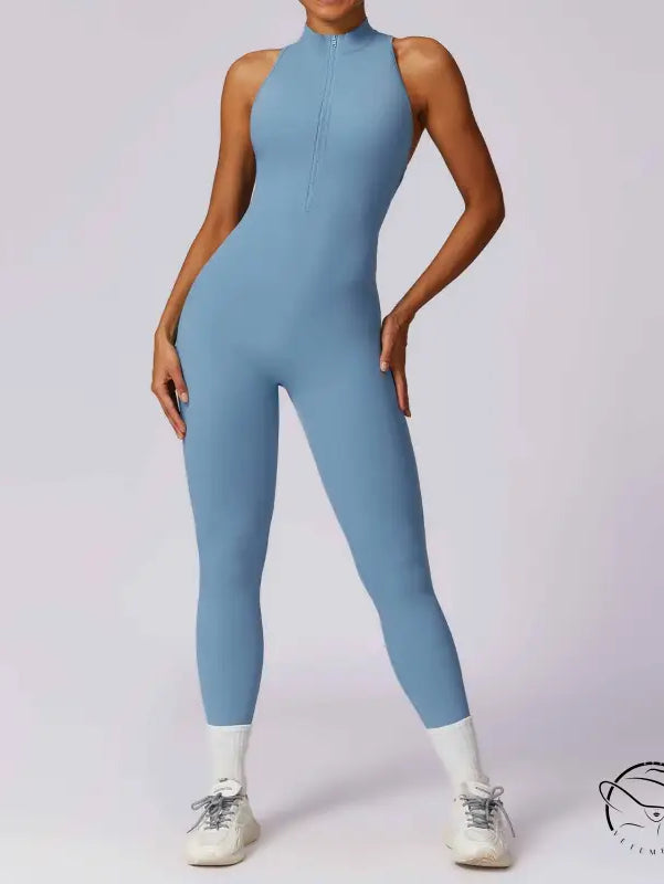 Sleek light blue langry Beauty Back Yoga Jumpsuit, fashion ملابس