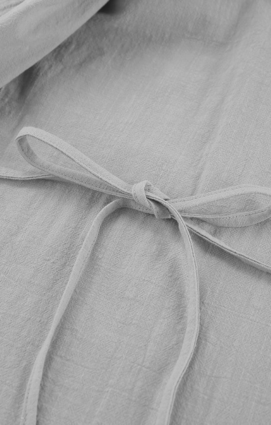 Light grey linen fabric with tied bow for Loose Casual Cotton Pajamas product display