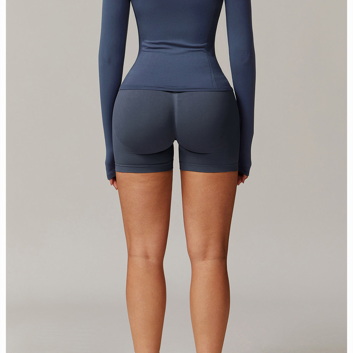 Blue athletic wear set featuring a Running Sport Long Sleeve Top in stylish fashion