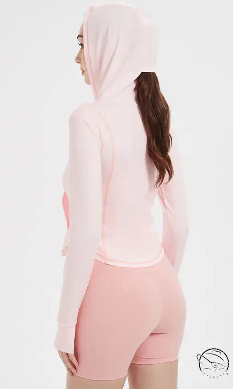 Sports Jacket Women High Elastic Hooded Quick Drying Top Violently Sweat Running Training Yoga Clothes Coat