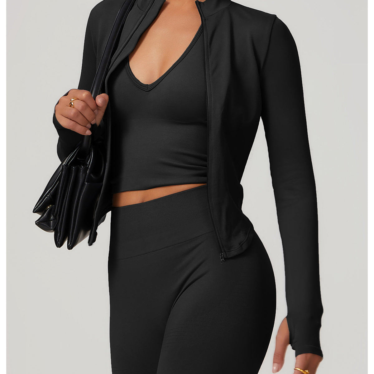 Stand Collar Long Sleeve Zipper Yoga Jacket Women Tight Quick Drying Clothes Outdoor Fitness Sports Top