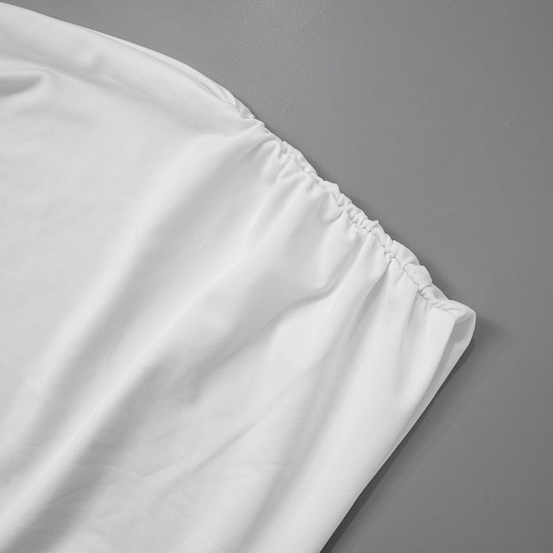 White fitted sheet with elastic edging for Women’s Fashion Summer Solid Color Set