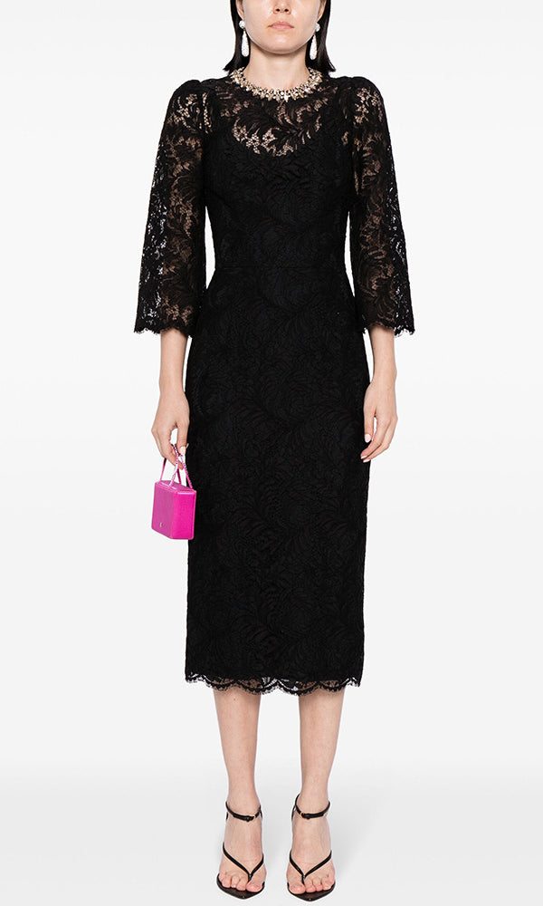 Elegant Slim Lace Dress featuring a Black Lace Midi Dress for sophisticated fashion style