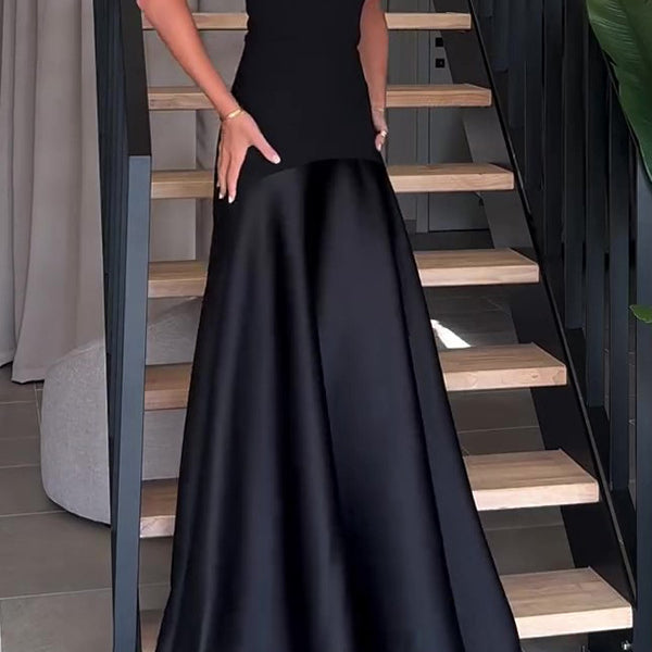 Strapless black evening gown from Beautiful Satin Dress, perfect for elegant fashion occasions